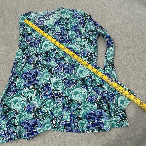 Lands' End Women's LS Rash Guard Swim Tee XS Deep Sea Avery Waves Preowned - Picture 9 of 9